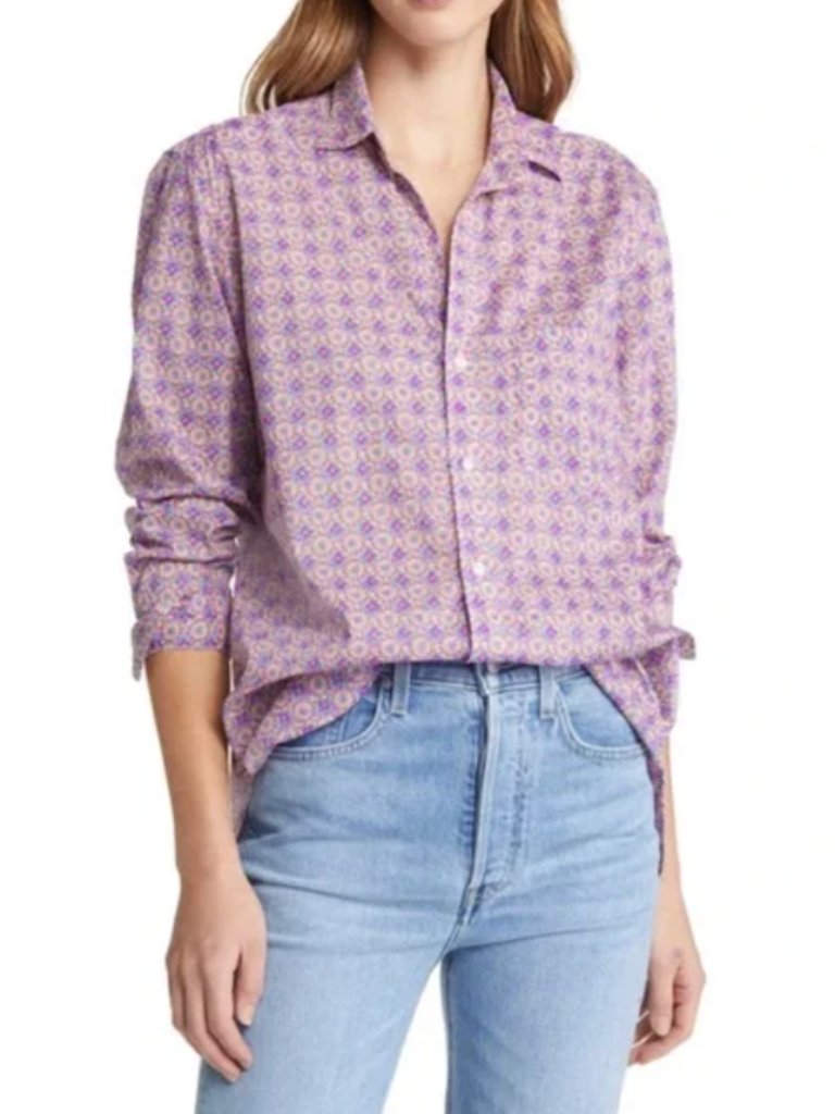 Frank & Eileen Joedy Liberty Mosaic Floral Garden Shirt Women's Xs 100% Cotton